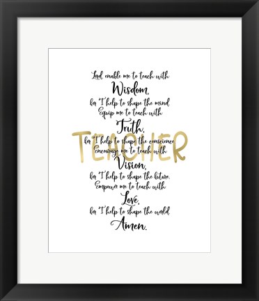 Framed Teacher Prayer Print