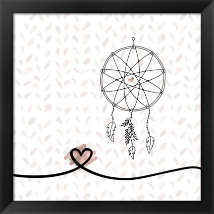 Framed Dream Catcher Hearts and Pattern Print