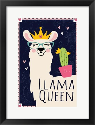 Framed Llama Queen Print