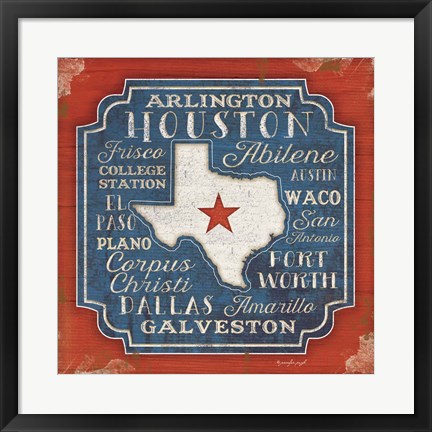 Framed Godbless Texas Print