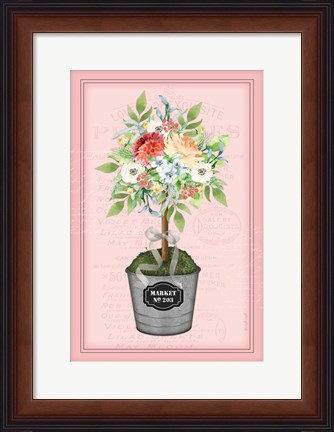 Framed Floral Topiary - Pink Print