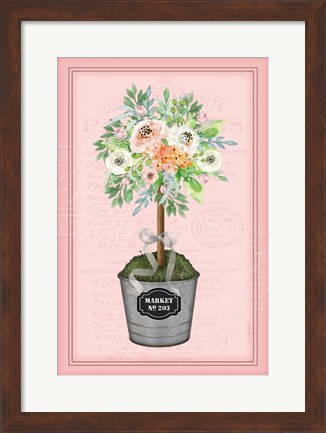 Framed Floral Topiary II - Pink Print