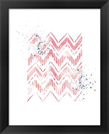 Framed Pink Geometric Zig Zag Print