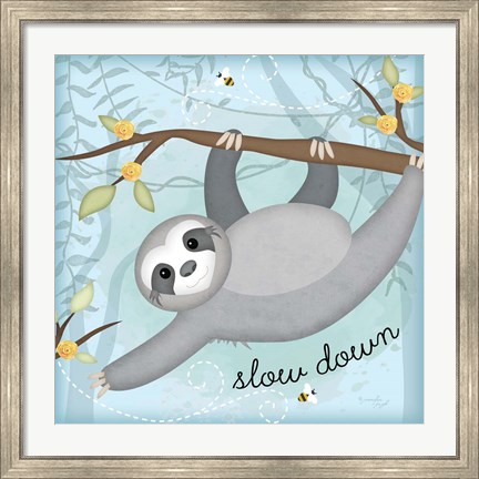 Framed Slow Down Sloth Print