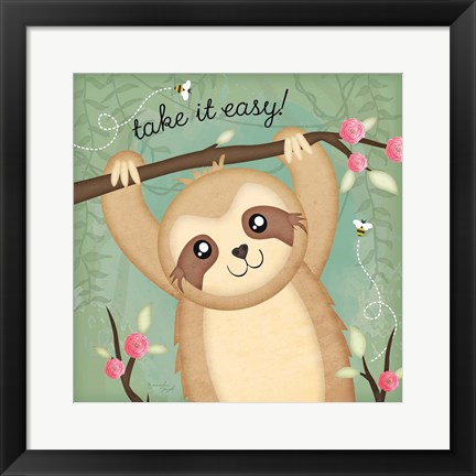 Framed Take It Easy Sloth Print