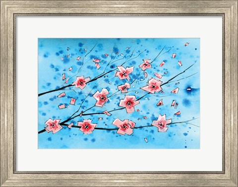 Framed Pink Flowers III Print