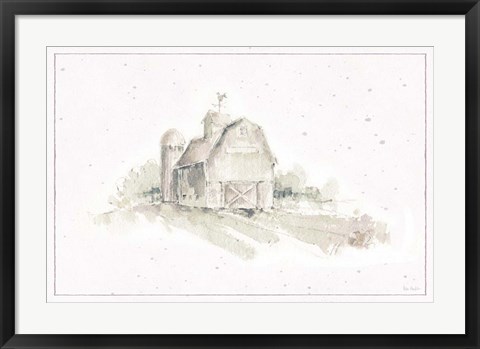 Framed Farm Friends XV Barn Neutral Print