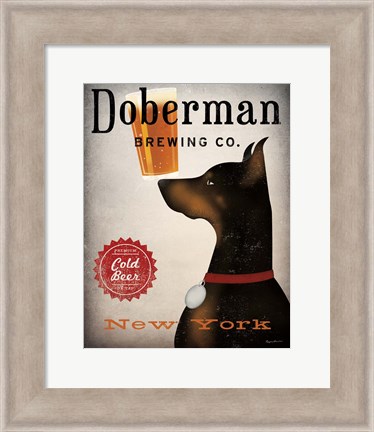 Framed Doberman Brewing Company NY Print