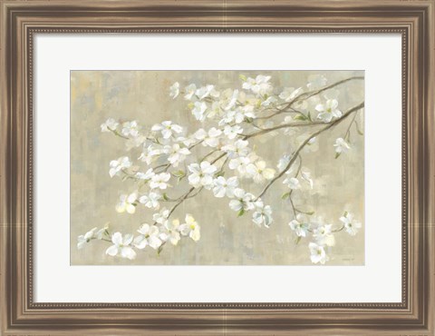 Framed Dogwood in Spring Neutral Crop Print