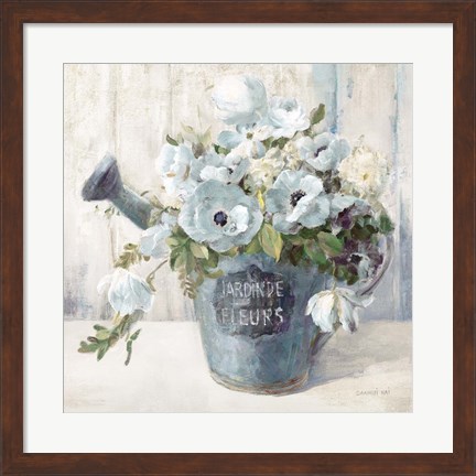 Framed Garden Blooms II Blue Crop Print