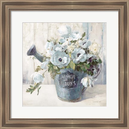 Framed Garden Blooms II Blue Crop Print