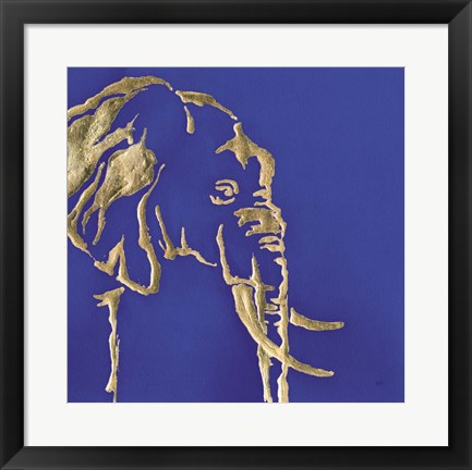 Framed Gilded Elephant Indigo Print