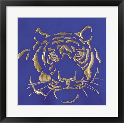 Framed Gilded Tiger Indigo Print