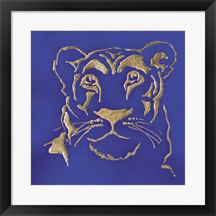 Framed Gilded Lioness Indigo Print