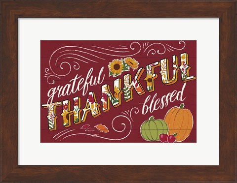 Framed Thankful I Red Print