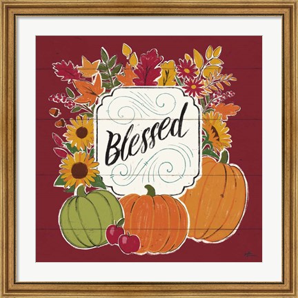 Framed Thankful III Red Print