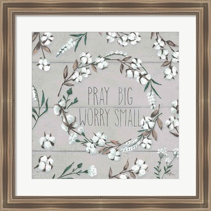 Framed Blessed VI Gray Pray Big Worry Small Print