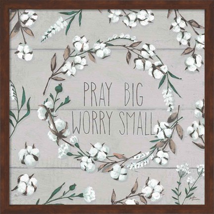 Framed Blessed VI Gray Pray Big Worry Small Print