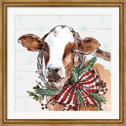 Framed Holiday on the Farm VIII on Gray Print