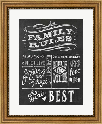 Framed Family Rules I v2 Print