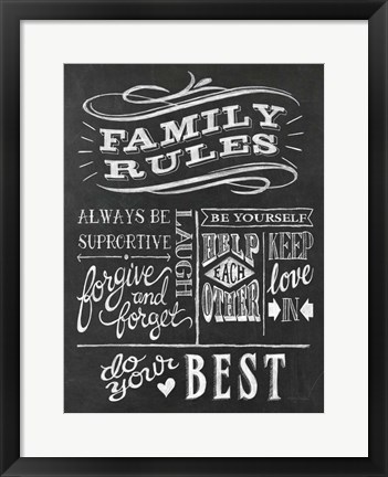 Framed Family Rules I v2 Print