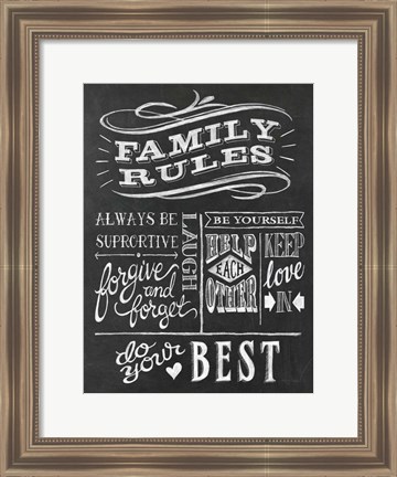 Framed Family Rules I v2 Print