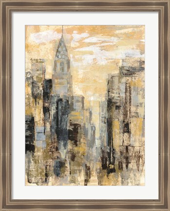 Framed Manhattan Gray and Gold I Print