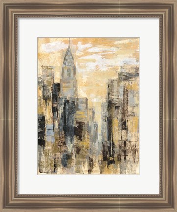 Framed Manhattan Gray and Gold I Print