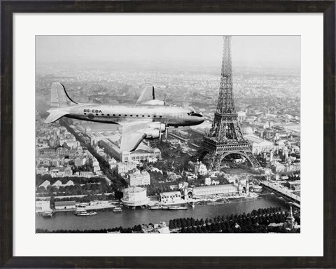 Framed Airplane Over Paris Print