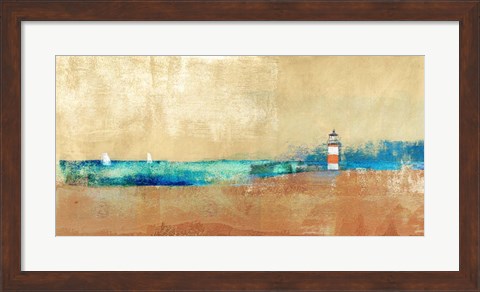 Framed Coast Line and Lighthouse Print