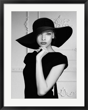 Framed Lady with a Hat Print