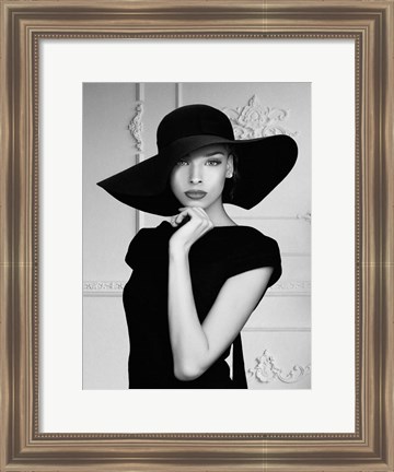 Framed Lady with a Hat Print