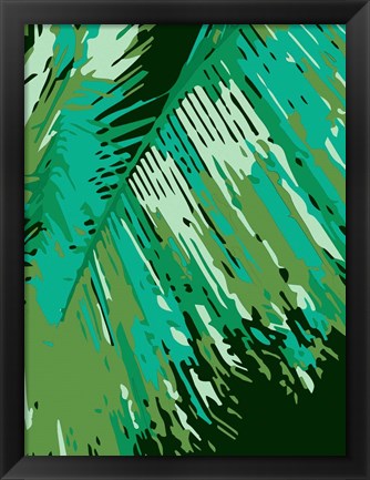 Framed Retro Palms Green 2 Print