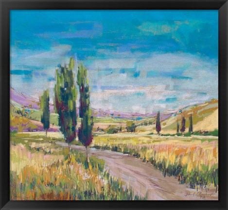 Framed Poplars Country Path Print