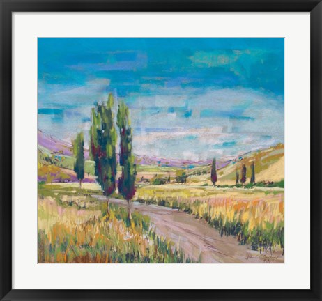 Framed Poplars Country Path Print