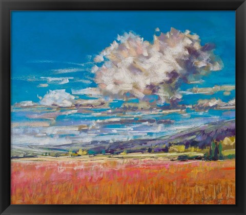 Framed Summer Clouds over Cornfield Print