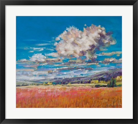 Framed Summer Clouds over Cornfield Print