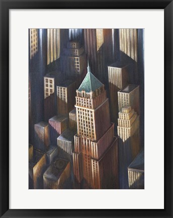 Framed Summer Light On Buildings Print