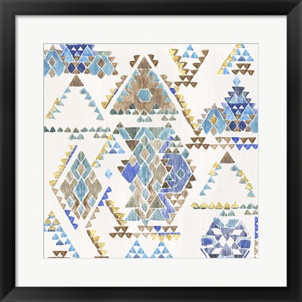 Framed Blue Aztec Print