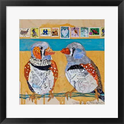 Framed Zebra Finch Lovebirds #4 Print