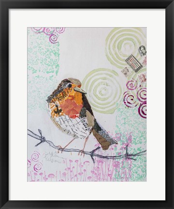 Framed Robin on White 2 Print