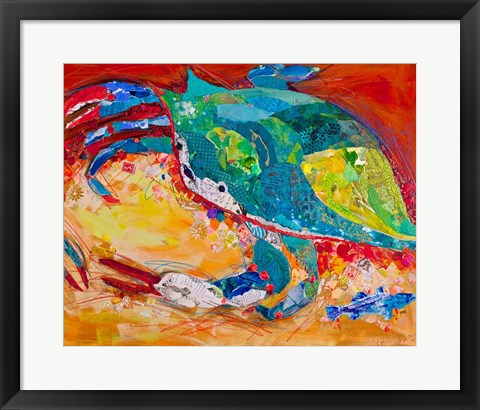 Framed Blue Crab Triptych 3 Print