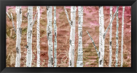 Framed Birches Coral Print