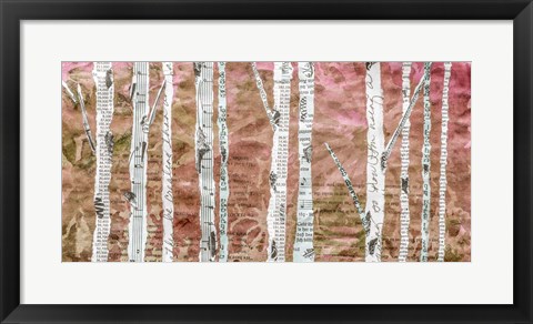 Framed Birches Coral Print