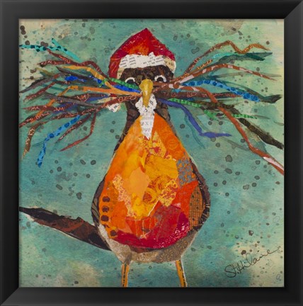 Framed Curious Santa Bird Print