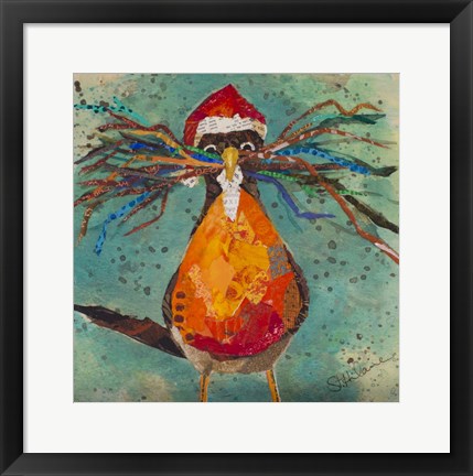 Framed Curious Santa Bird Print