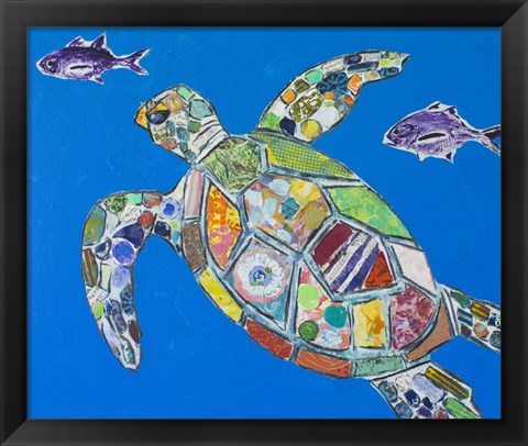 Framed Blue Sea Turtle Print