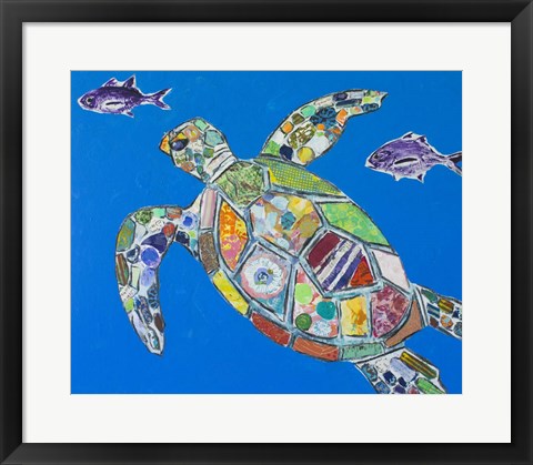 Framed Blue Sea Turtle Print