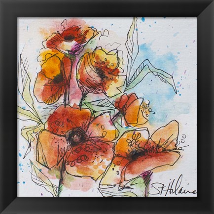 Framed Watercolor Poppies 2 Print