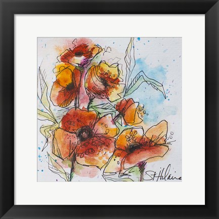 Framed Watercolor Poppies 2 Print